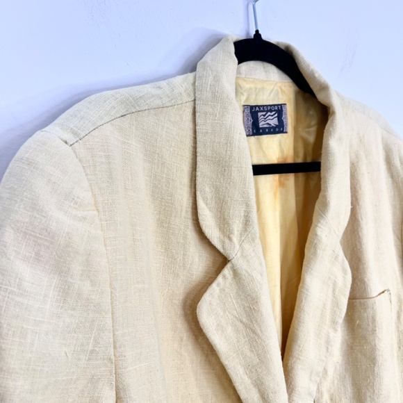 Vintage JAX Sport Vancouver 100% ramie butter yellow summer blazer jacket L - Picture 5 of 16